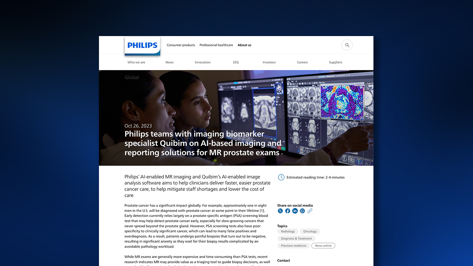 Philips teams with imaging biomarker specialist Quibim on AI-based ...